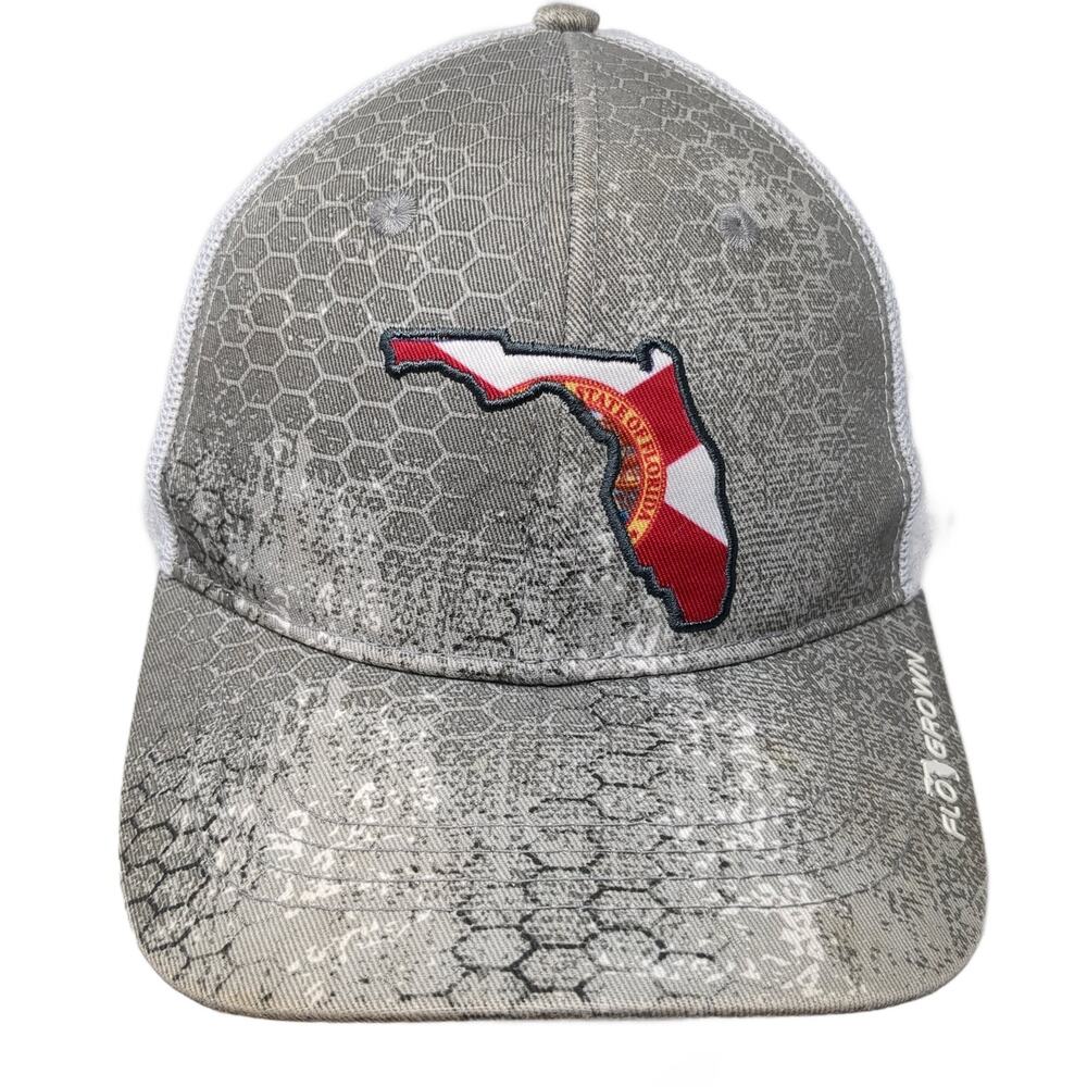 State Of Florida Snapback Trucker Hat Multi OS Embroidered Mesh Back Flo Grown